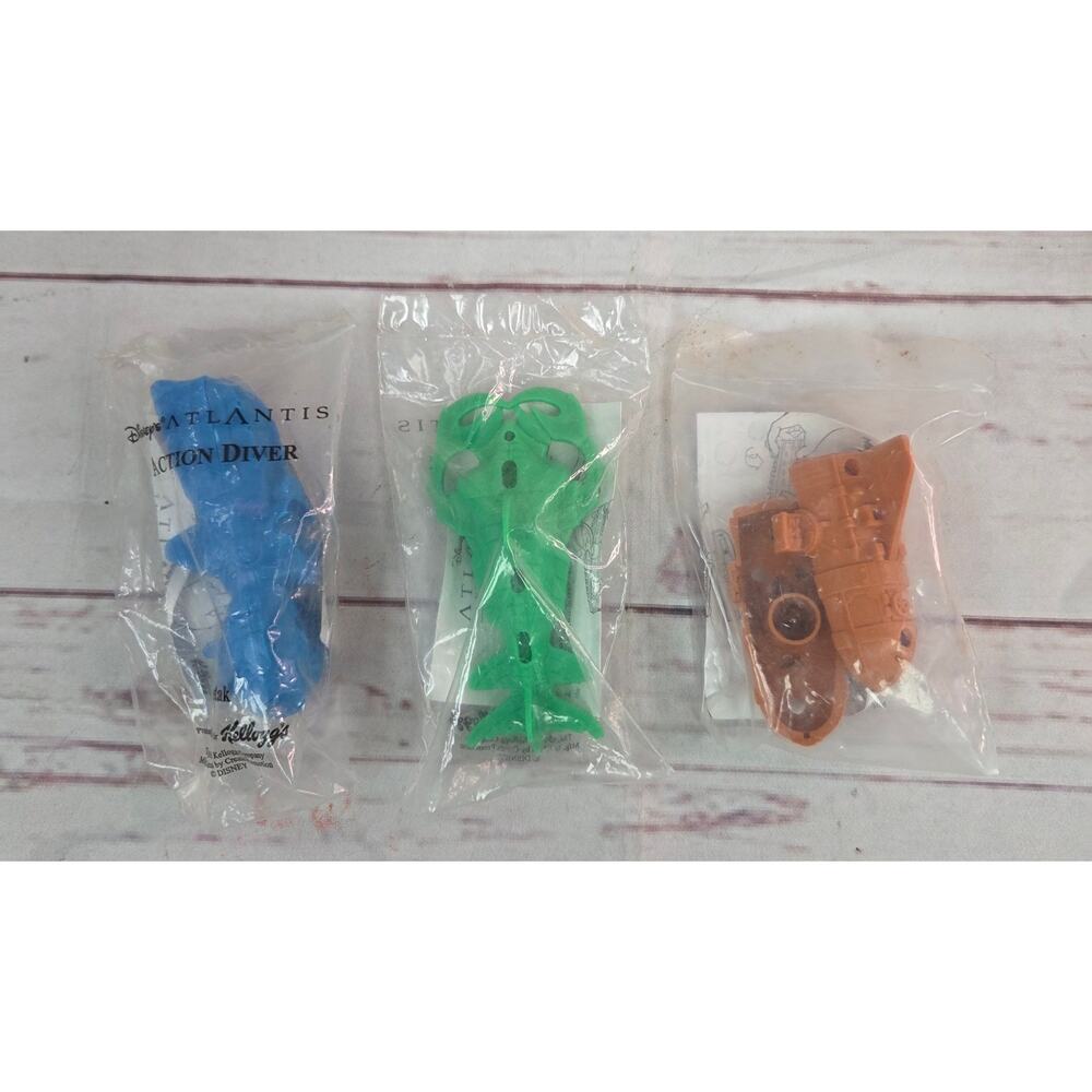 Disney Atlantis Kellogg's Cereal Prize Toys Lot of 3 Sealed 2000s